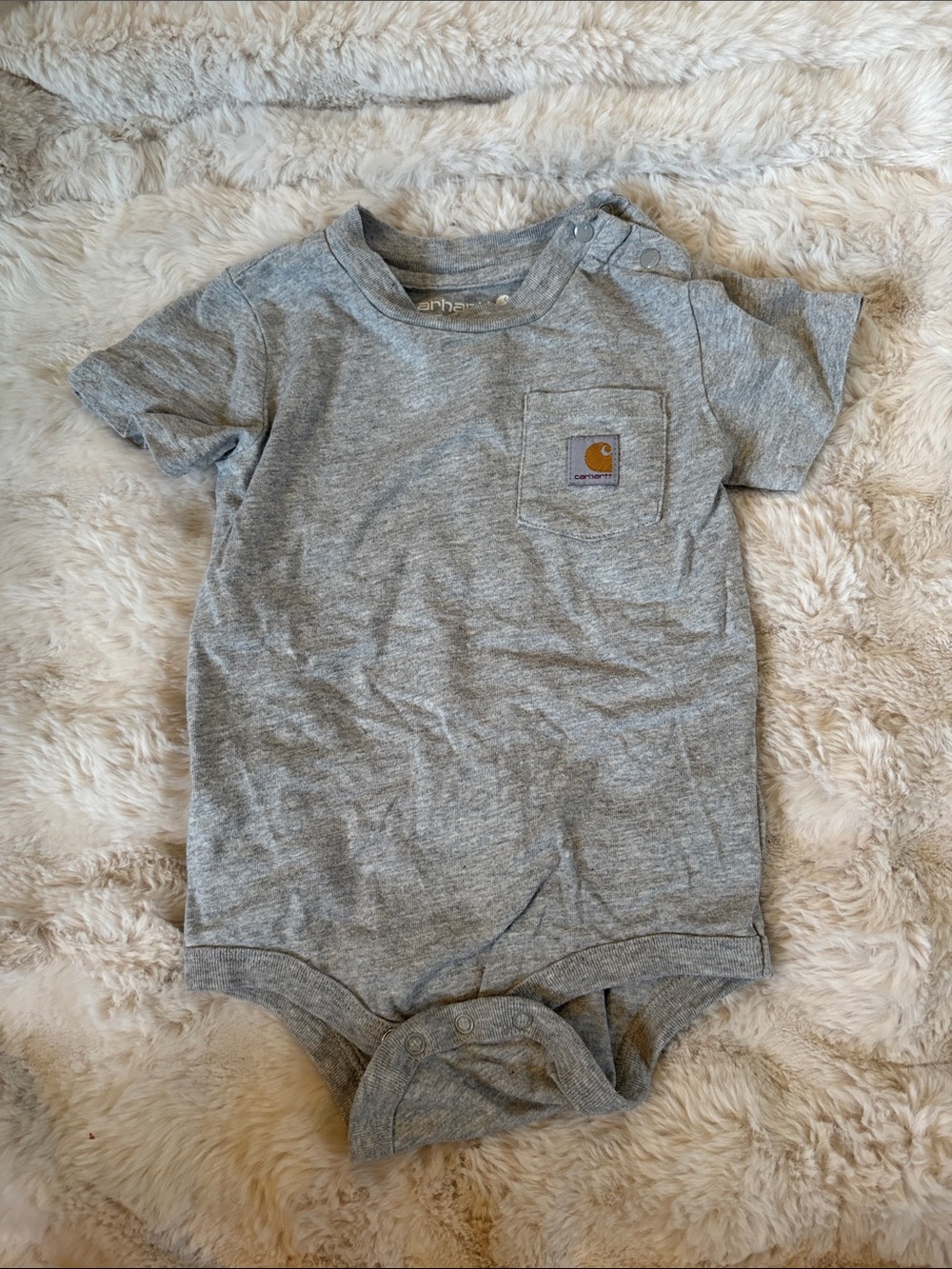 Carhartt Heather Gray Pocket Short Sleeve Baby Bodysuit